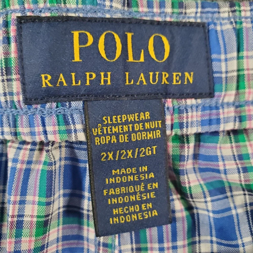 Polo Ralph Lauren Pajama Pants Mens 2X RY27RX Blue Plaid NEW